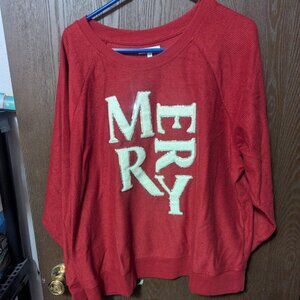 Womens  Merry Chenille Sequin Embroidered Relaxed Fit Pullover  size XXL